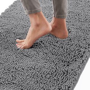 24x17 Grey Thick Soft Chenille Rubber Quick Dry Microfiber Machine Washable Mat